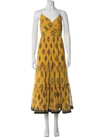 Pre-owned Sachin & Babi Paisley Print Long Dress In Yellow