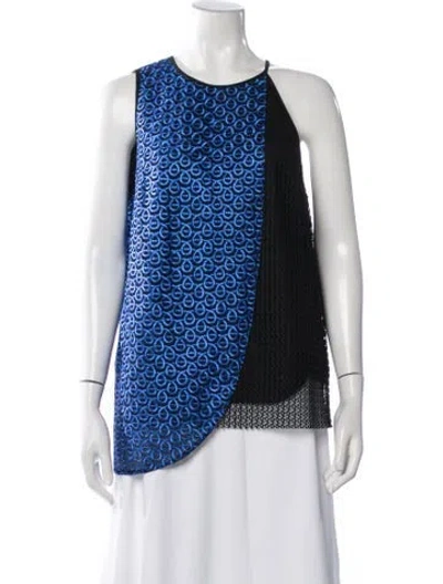 Pre-owned Sachin & Babi Patterned Asymmetrical Top In Black/blue