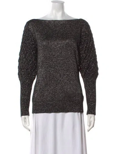 Pre-owned Sachin & Babi Patterned Bateau Neckline Top In Black