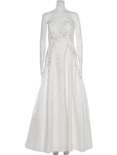 Pre-owned Sachin & Babi Patterned Long Dress In White