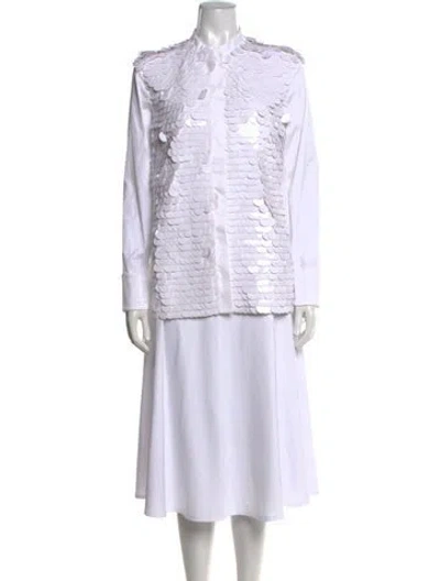 Pre-owned Sachin & Babi Patterned Long Sleeve Top In White