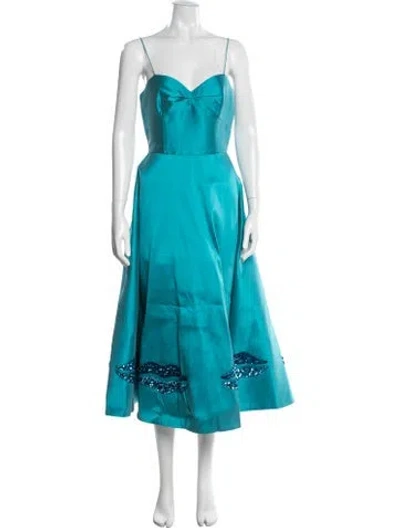 Pre-owned Sachin & Babi Patterned Midi Length Dress W/ Tags In Blue