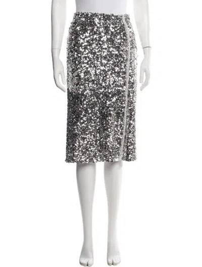 Pre-owned Sachin & Babi Patterned Midi Length Skirt In Silver