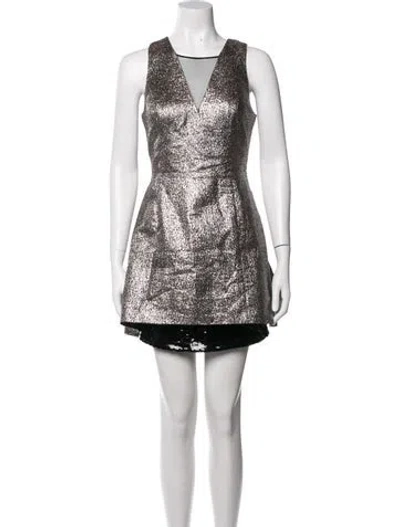 Pre-owned Sachin & Babi Patterned Mini Dress In Gold/silver