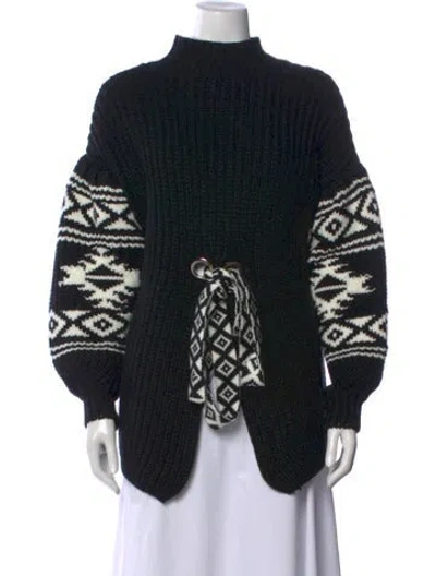 Pre-owned Sachin & Babi Patterned Mock Neck Sweater In Black