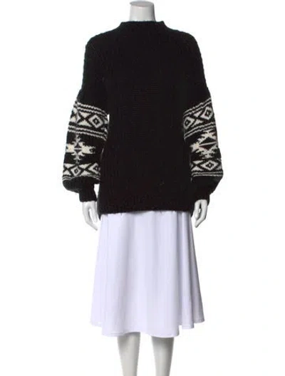 Pre-owned Sachin & Babi Patterned Mock Neck Sweater In Black