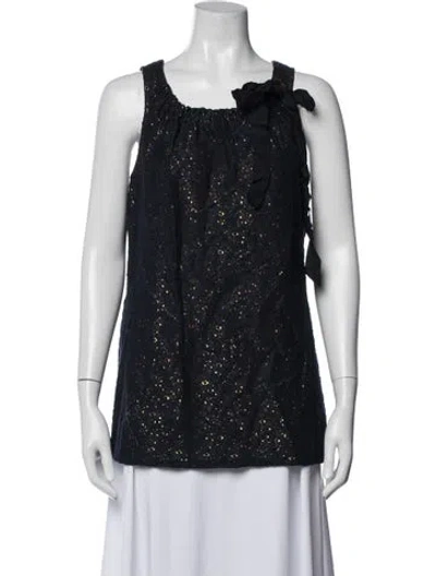Pre-owned Sachin & Babi Patterned Scoop Neck Top In Blue