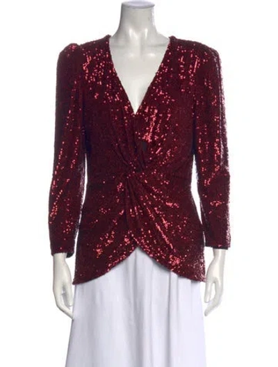 Pre-owned Sachin & Babi Patterned V-neck Top In Burgundy