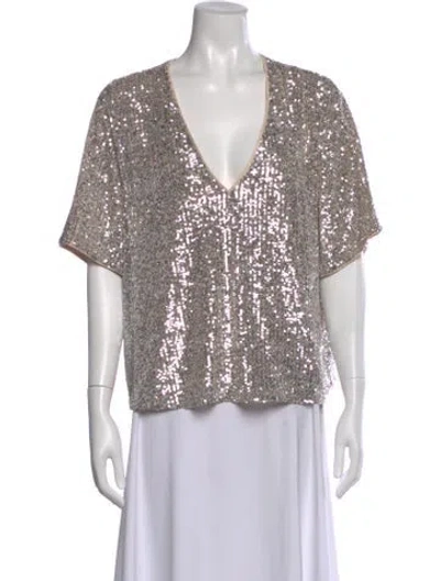 Pre-owned Sachin & Babi Patterned V-neck Top In Multi