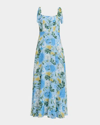 Sachin & Babi Pearl Sleeveless Floral-print Gown In Blue