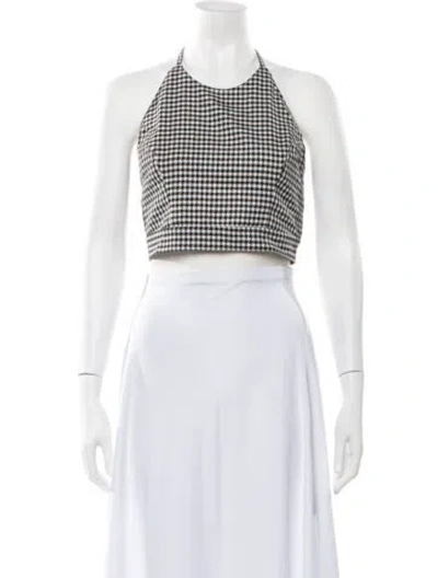 Pre-owned Sachin & Babi Plaid Print Halterneck Crop Top In Neutrals