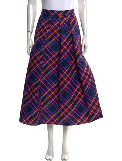 Pre-owned Sachin & Babi Plaid Print Midi Length Skirt W/ Tags In Blue