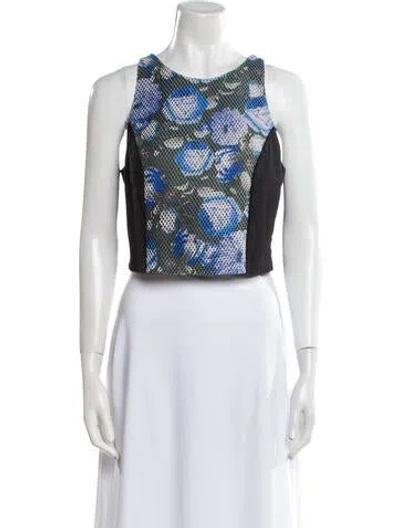 Pre-owned Sachin & Babi Plaid Print Square Neckline Crop Top In Black