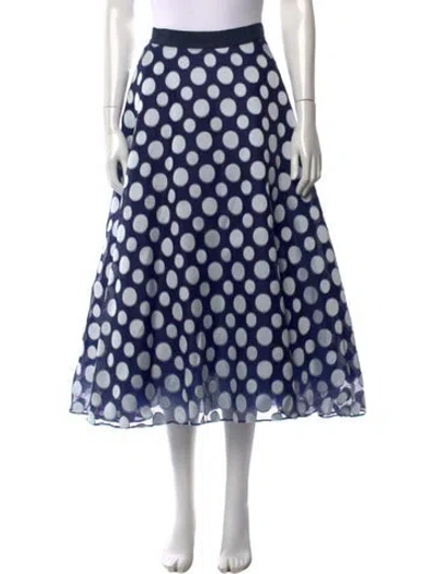 Pre-owned Sachin & Babi Polka Dot Print Midi Length Skirt In Blue