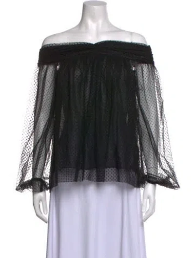 Pre-owned Sachin & Babi Polka Dot Print Off-the-shoulder Blouse In Black