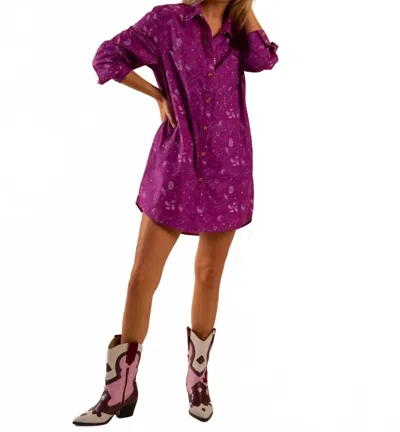 Sachin & Babi Poplin Shirt Dress In Pink In Purple