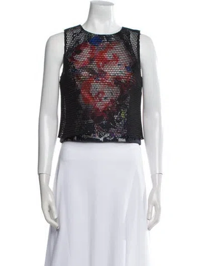 Pre-owned Sachin & Babi Printed Crew Neck Crop Top In Blue