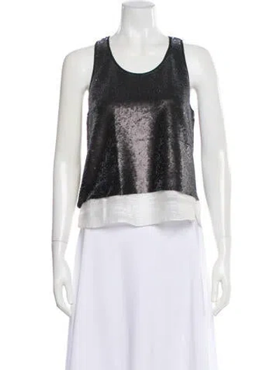 Pre-owned Sachin & Babi Printed Crew Neck Top In White