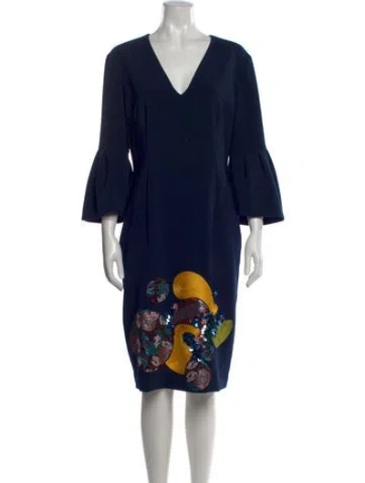 Pre-owned Sachin & Babi Printed Knee-length Dress In Blue