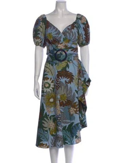 Pre-owned Sachin & Babi Printed Knee-length Dress In Green