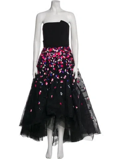 Pre-owned Sachin & Babi Printed Long Dress In Black