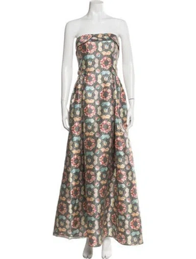 Pre-owned Sachin & Babi Printed Long Dress In Black