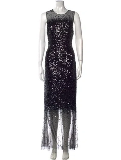 Pre-owned Sachin & Babi Printed Long Dress In Black