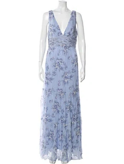 Pre-owned Sachin & Babi Printed Long Dress In Blue