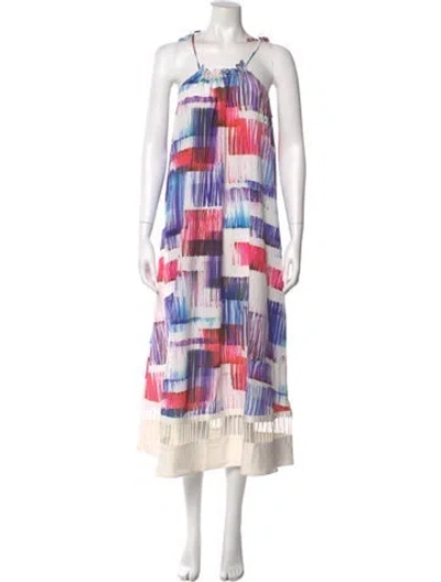 Pre-owned Sachin & Babi Printed Long Dress In Blue