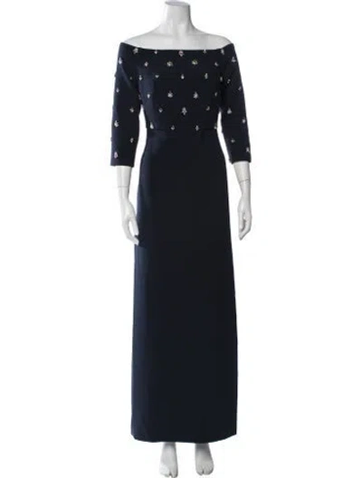 Pre-owned Sachin & Babi Printed Long Dress In Blue