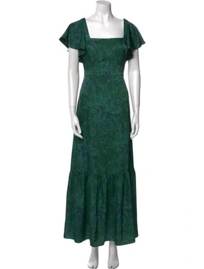Pre-owned Sachin & Babi Printed Long Dress In Green