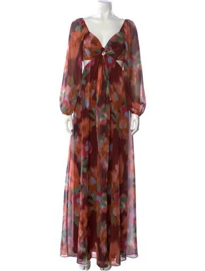 Pre-owned Sachin & Babi Printed Long Dress In Multi