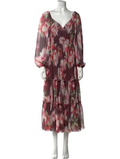 Pre-owned Sachin & Babi Printed Long Dress In Pink