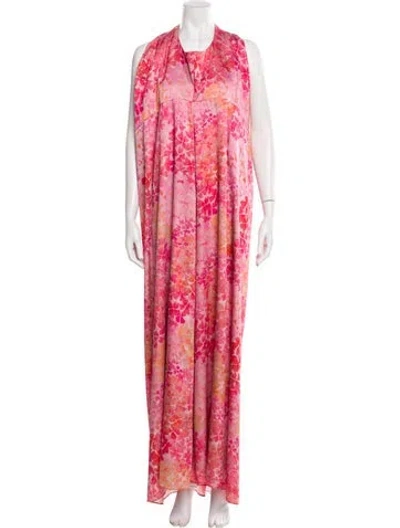 Pre-owned Sachin & Babi Printed Long Dress In Pink