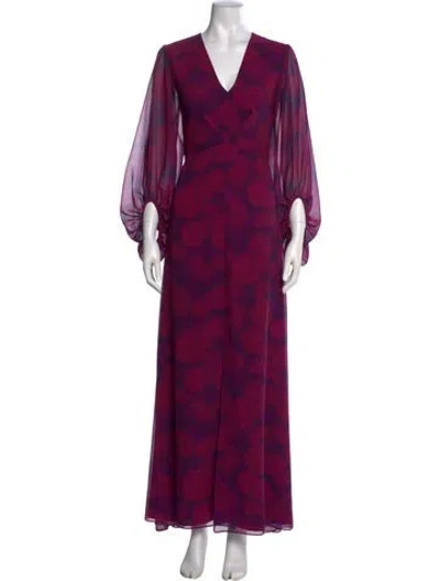 Pre-owned Sachin & Babi Printed Long Dress In Purple
