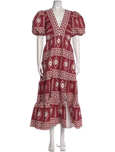 Pre-owned Sachin & Babi Printed Long Dress In Red