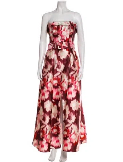 Pre-owned Sachin & Babi Printed Long Dress In Red