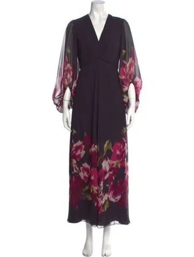 Pre-owned Sachin & Babi Printed Long Dress W/ Tags In Purple