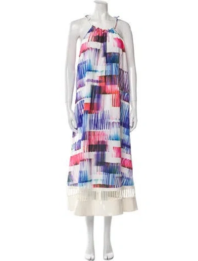 Pre-owned Sachin & Babi Printed Long Dress In White