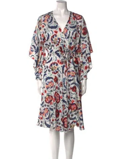 Pre-owned Sachin & Babi Printed Midi Length Dress In White
