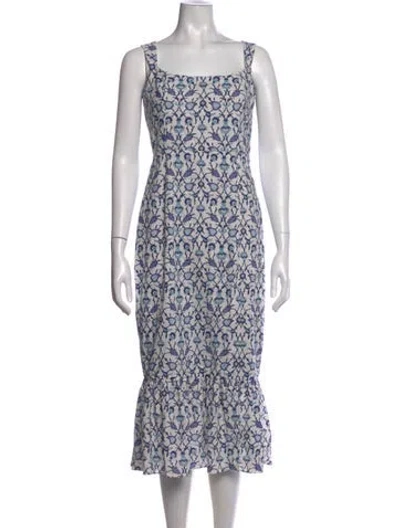 Pre-owned Sachin & Babi Printed Midi Length Dress In White