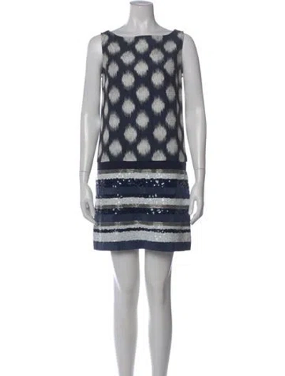 Pre-owned Sachin & Babi Printed Mini Dress In Blue