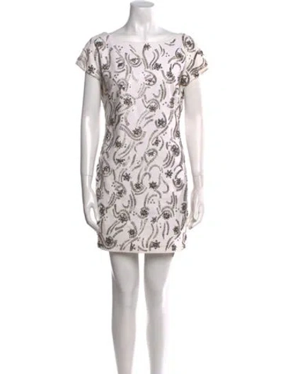 Pre-owned Sachin & Babi Printed Mini Dress In White