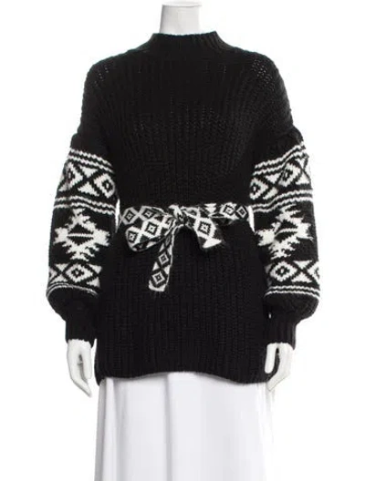 Pre-owned Sachin & Babi Printed Mock Neck Sweater In Black