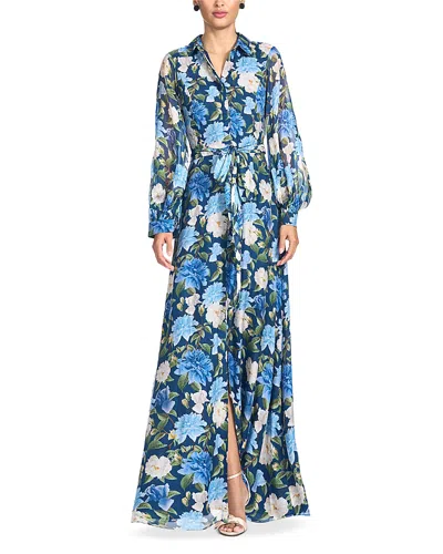 Sachin & Babi Priscilla Printed Tie Waist Gown In Multi