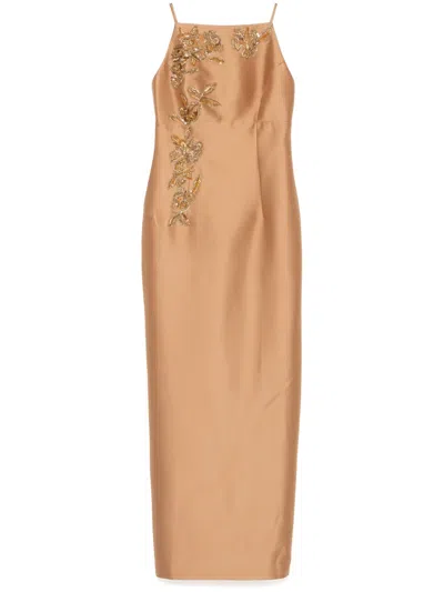 Sachin & Babi Embellished Pryce Gown In Chestnut Gold