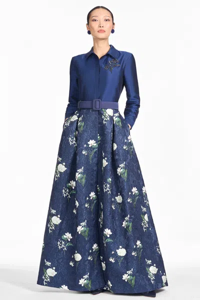 Sachin & Babi Quinn Gown In Nightfall/alabaster Nocturne Floral