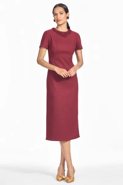 Sachin & Babi Reese Burgundy Brushed Knit Column Dress In Malbec