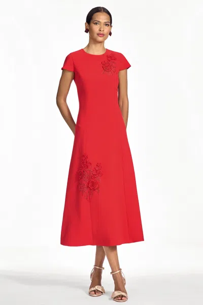 Sachin & Babi Remi Red Crepe A-line Tea Length Dress In Cardinal