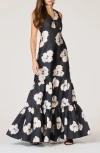 Sachin & Babi Rori Floral Tiered Mikado Gown In Multi